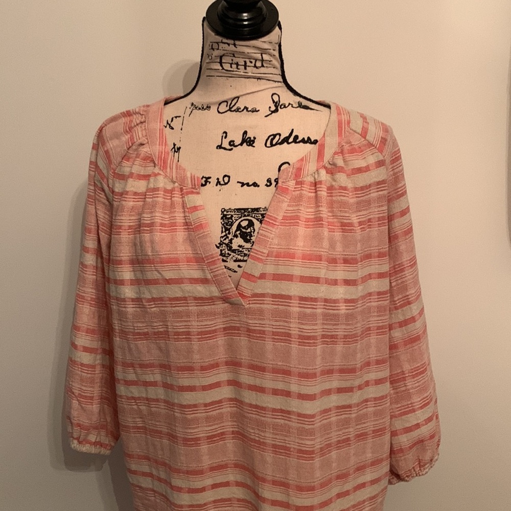 Blue B Peasant Top (Cream & Coral) - Picture 2 of 9